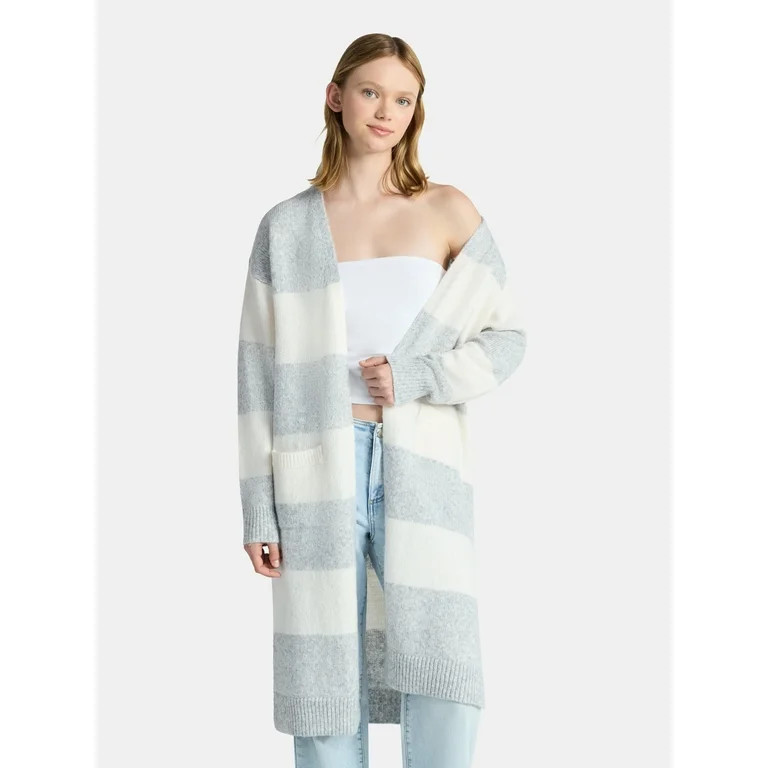 No Boundaries Striped Open Front Duster, Women’s | Walmart (US)