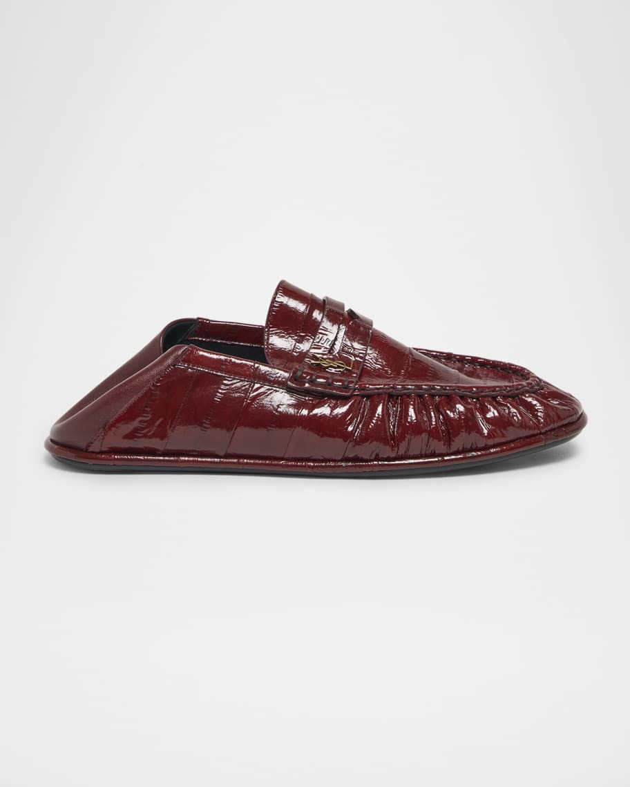 Saint Laurent Croco YSL Convertible Penny Loafers | Neiman Marcus