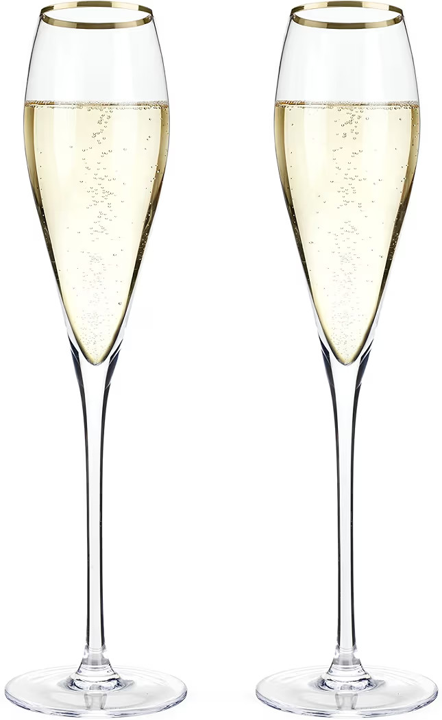 Viski Crystal Champagne Flutes, Gold Plated Rim, Elegant Champagne Glasses Gift Set for Sparkling... | Amazon (US)
