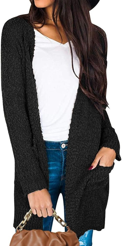 ZESICA Women's 2023 Fall Casual Long Sleeve Open Front Soft Chunky Knit Sweater Cardigan Outerwea... | Amazon (US)