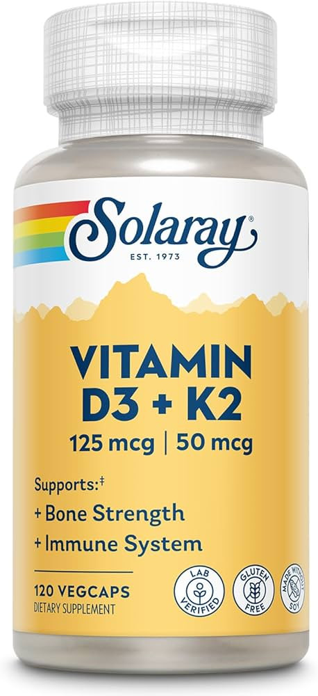 SOLARAY Vitamin D3 K2 - Bone Health and Immune Support Supplement - With 5000 IU Vitamin D as Vit... | Amazon (US)