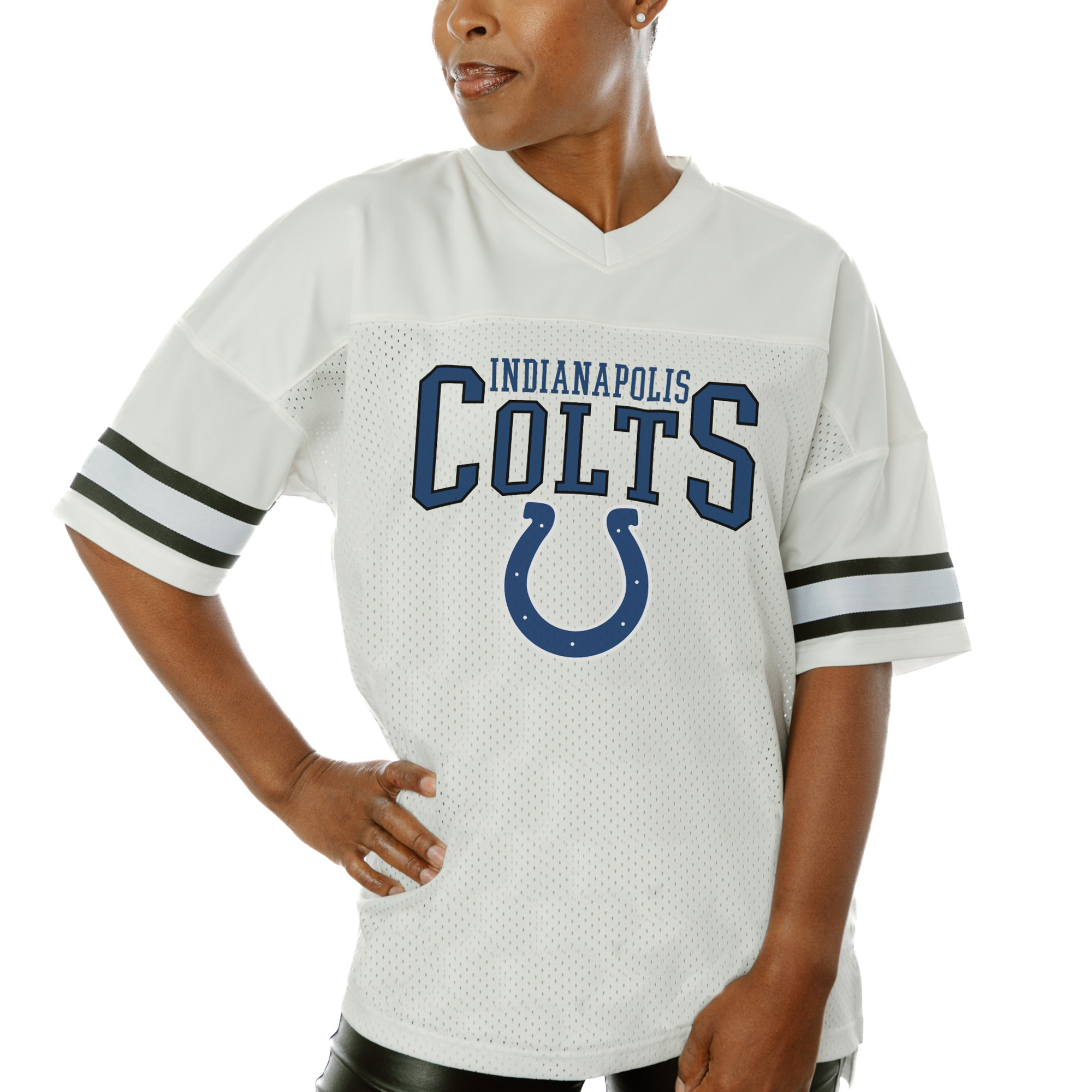 Women's Gameday Couture White Indianapolis Colts Top Recruit Side Slit V-Neck Fashion Jersey | Fanatics
