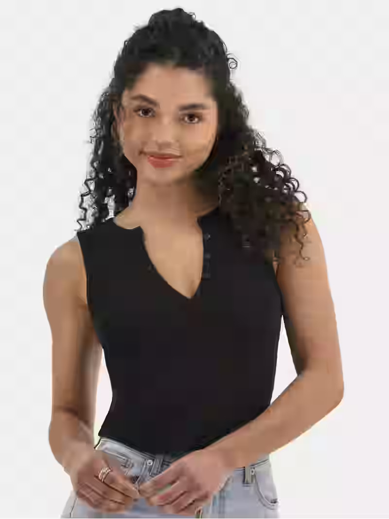 No Boundaries Rib Henley Tank, Women's | Walmart (US)