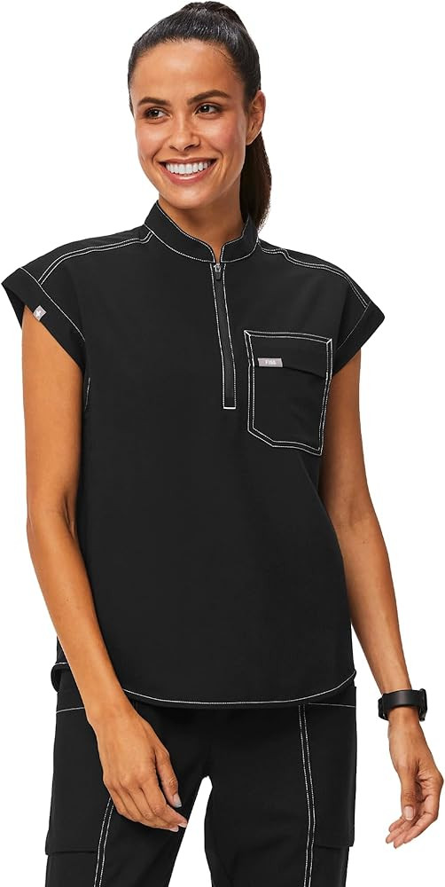FIGS Kisumu Cargo Scrub Top for Women — Classic Fit, Mandarin Collar, 1 Pocket, 4-Way Stretch ... | Amazon (US)