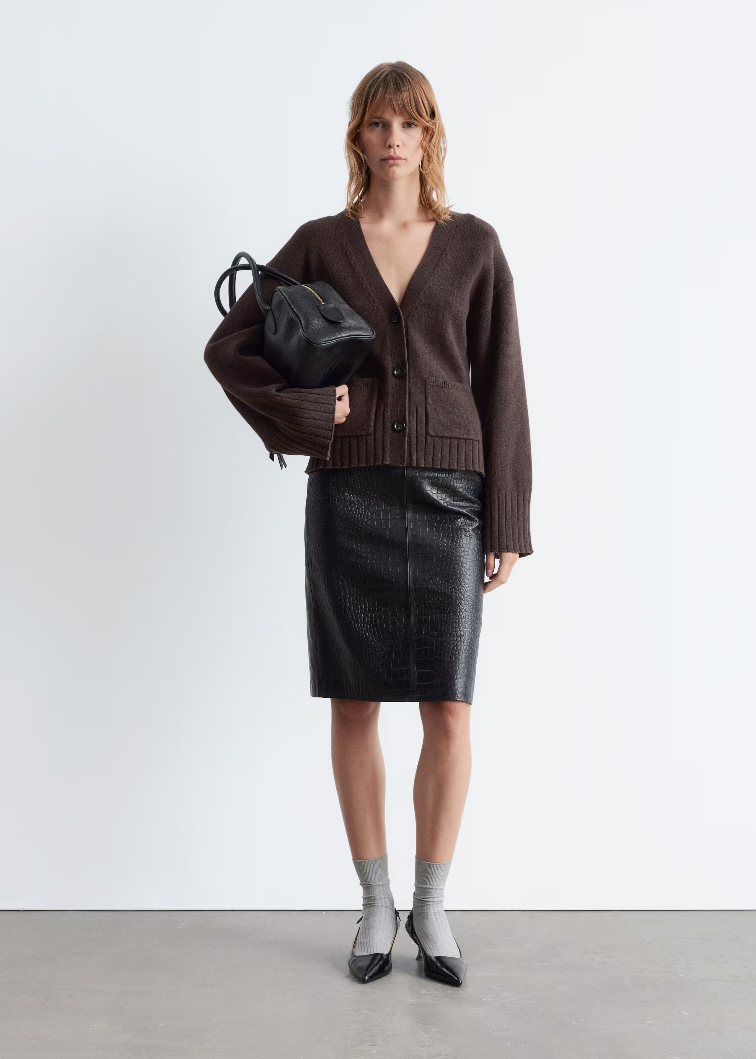 Tapered Knit Cardigan - Dark Brown - & Other Stories GB | & Other Stories UK