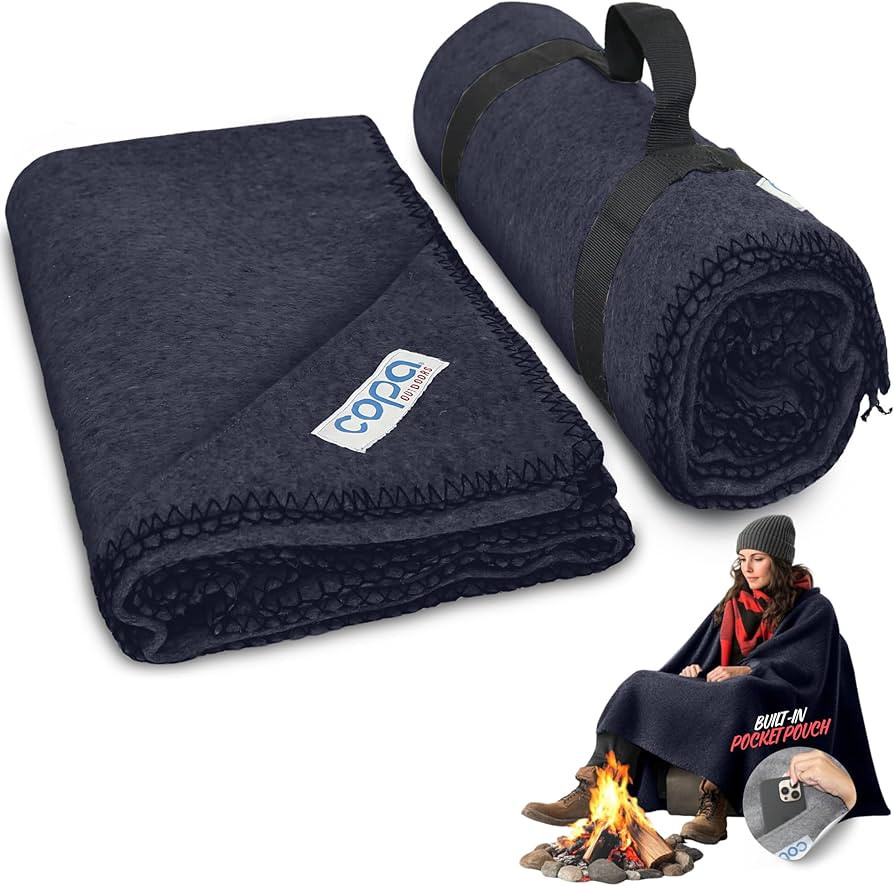 copa Outdoors Extra Large 4.5 lbs Wool Blanket 90"x66" Camping Blanket Thick Outdoor Blanket w Ca... | Amazon (US)