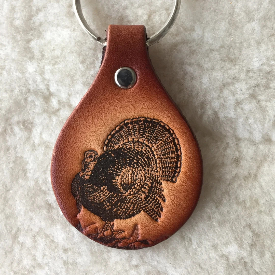 Handmade Leather Turkey Key Tag - Etsy | Etsy (US)