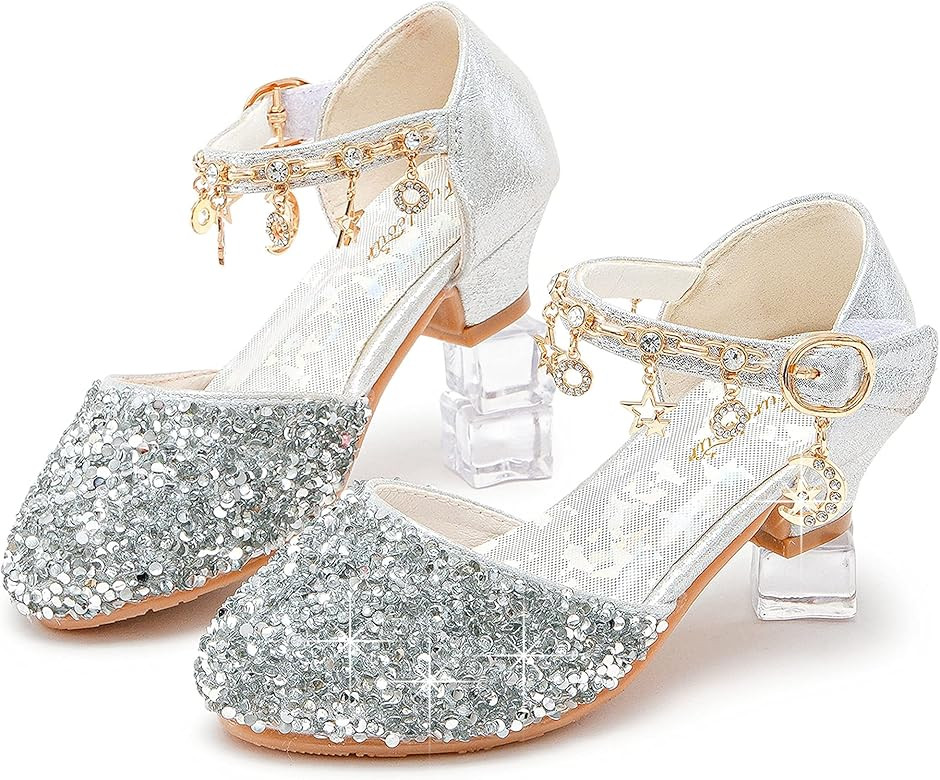 Furdeour Girls Sandals Glittler Bow Dress Shoes Princess Crystal High Heels Party Wedding Flower ... | Amazon (US)