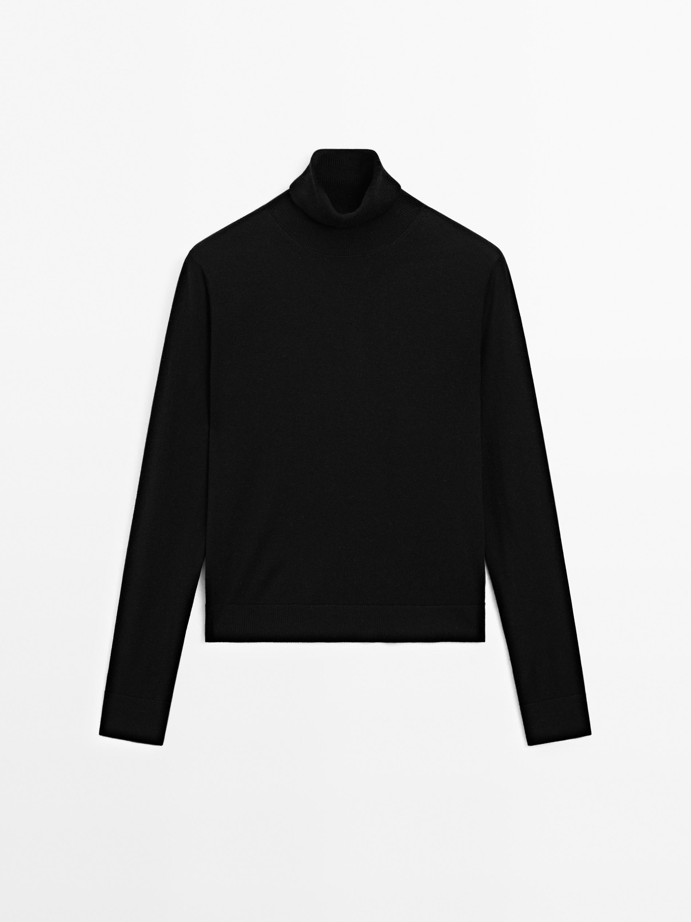 Wool blend high neck knit sweater | Massimo Dutti UK