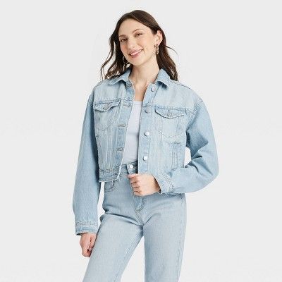 Women's Cropped Trucker Jacket - Universal Thread™ Light Wash | Target