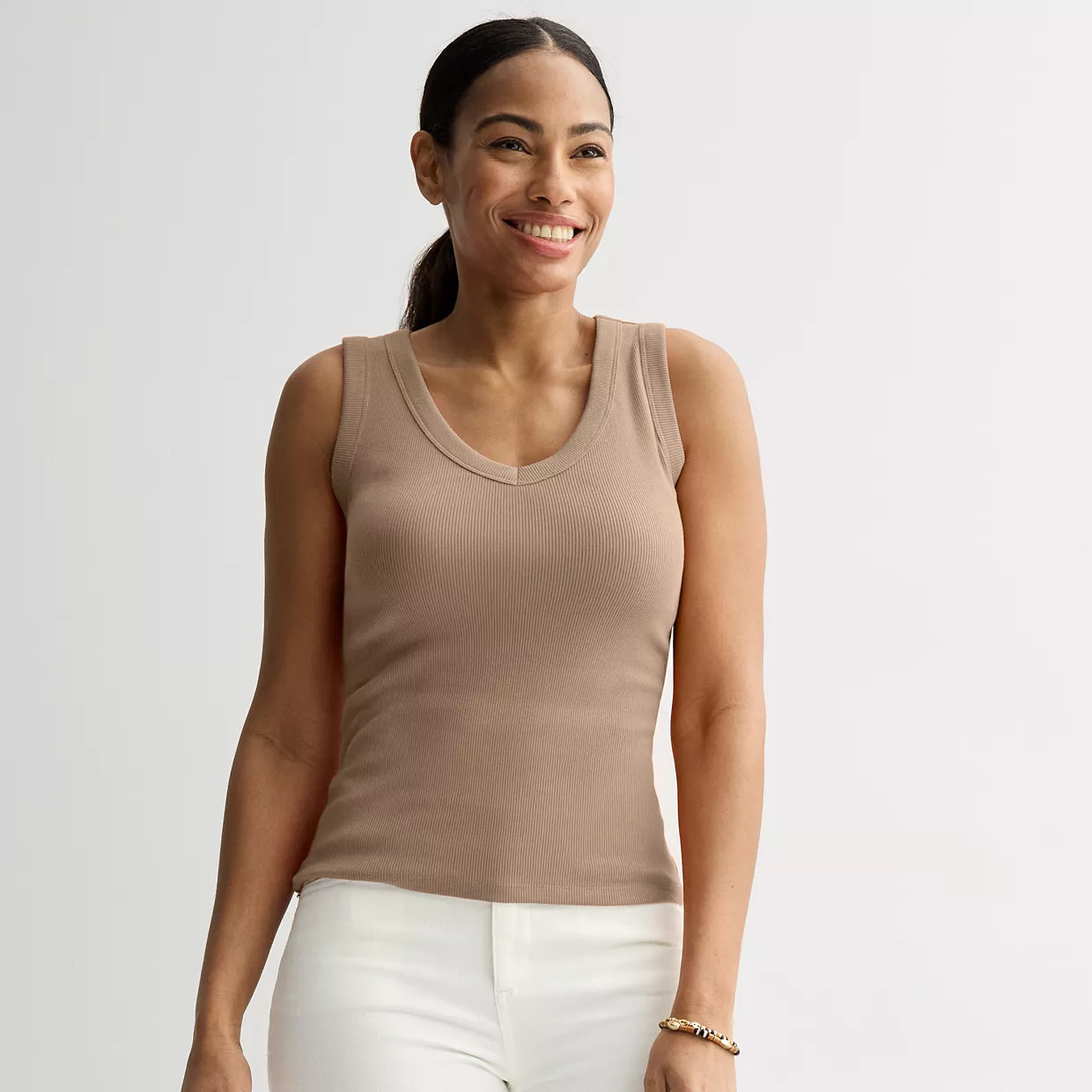 Women's Sonoma Goods For Life® Rib V-Neck Tank Top | Kohl's
