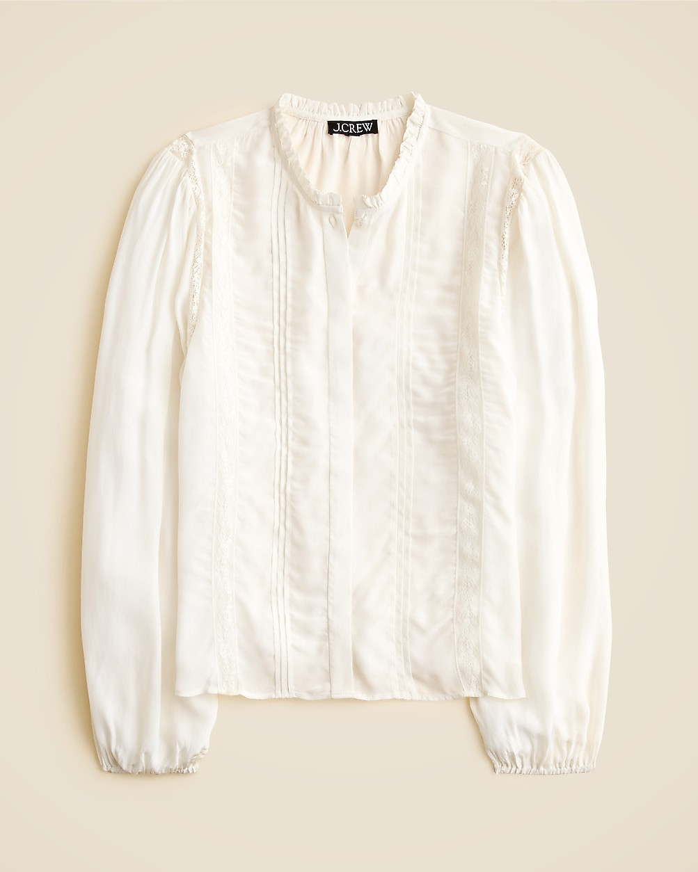 Lace-trim pintuck top in crepe de chine | J. Crew US