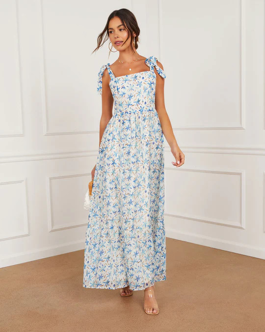 Antonia Printed Tie Shoulder Maxi Dress | VICI