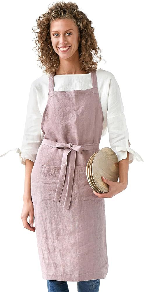 MagicLinen 100% Linen Apron - Cooking, Gardening, Grilling, Painting Apron with Pockets - Perfect... | Amazon (US)