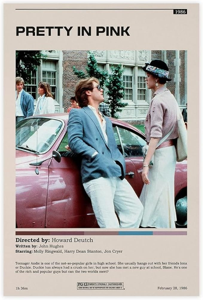 Pretty in Pink Movie Poster Living Room Bedroom Study 5 Canvas Poster Bedroom Decor Sports Landsc... | Amazon (US)