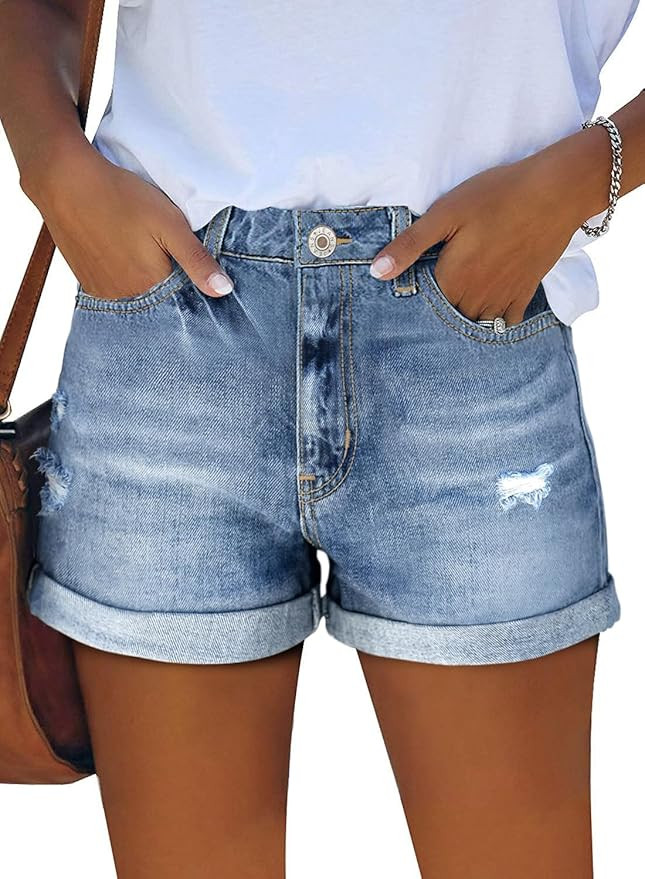 StunShow Women's Denim Shorts Mid Waist Jean Short | Amazon (US)