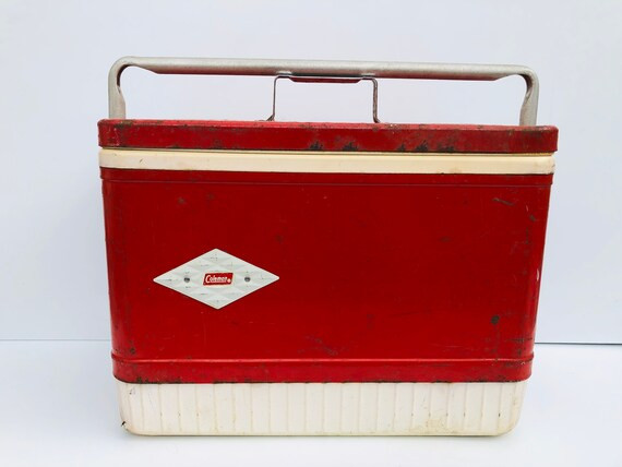 Vintage Red Metal Coleman Ice Cooler With White Plastic - Etsy | Etsy (US)