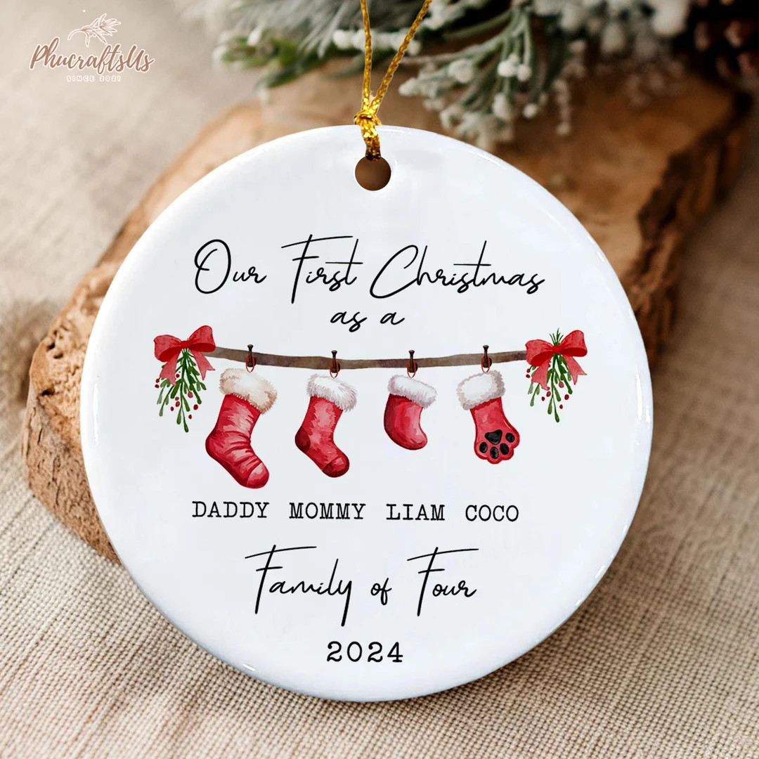 Personalized First Christmas as A Family of Four Ornament, Family of 4, Baby's First Christmas Or... | Etsy (US)