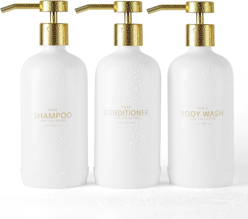 Janxin Shampoo and Conditioner Dispenser Set of 3,Refillable 21oz Shampoo Bottles with Non-Slip P... | Amazon (CA)