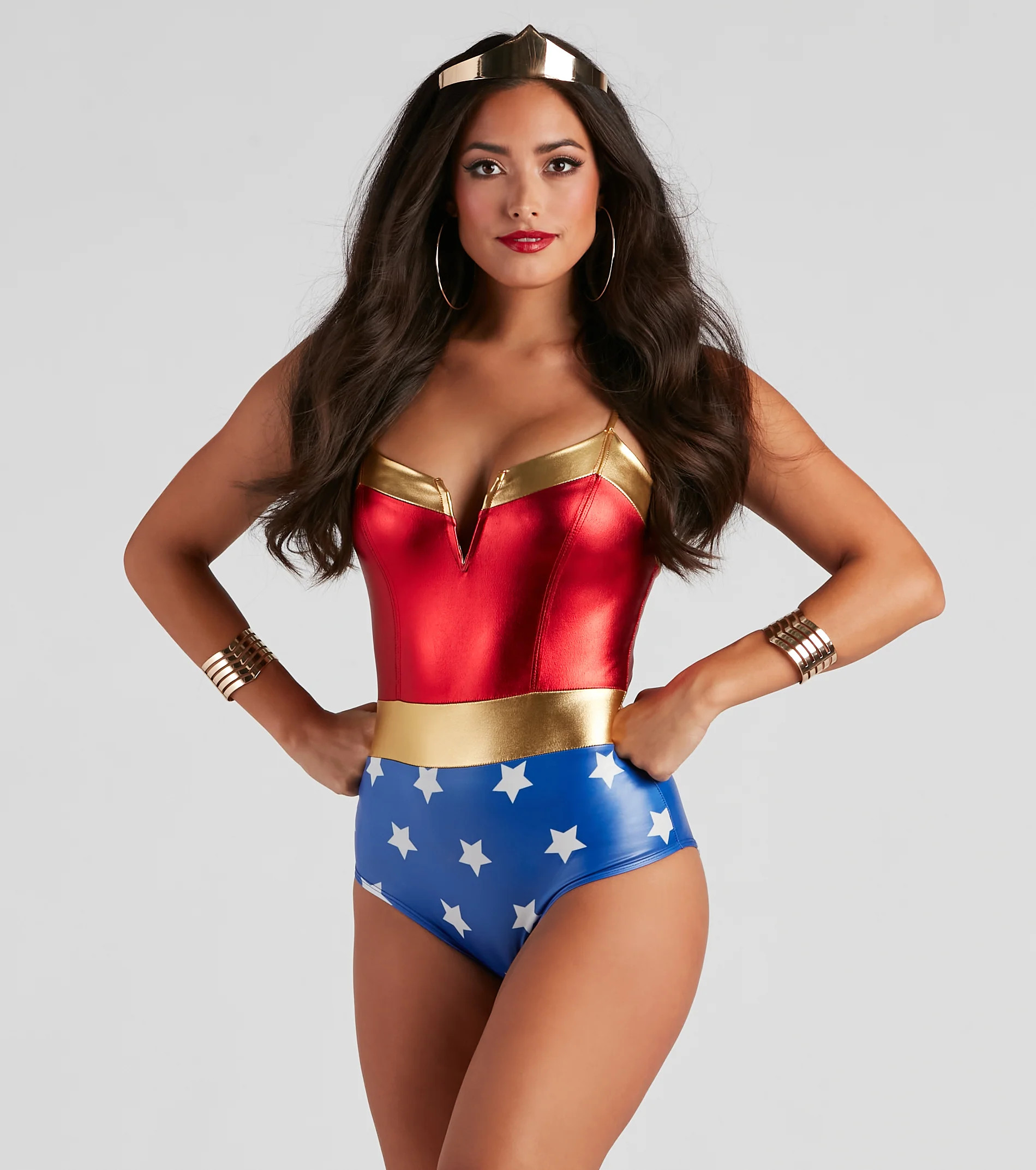 Warrior Woman Star Print Metallic Bodysuit | Windsor Stores