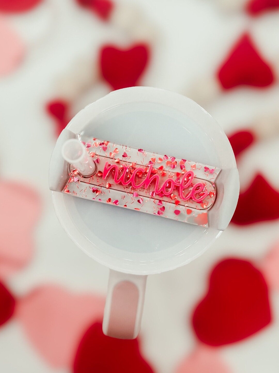 Heart Glitter Tumbler Topper, Valentine’s Day Topper, Stanley Topper, Stanley Name Plate, Tumbl... | Etsy (US)