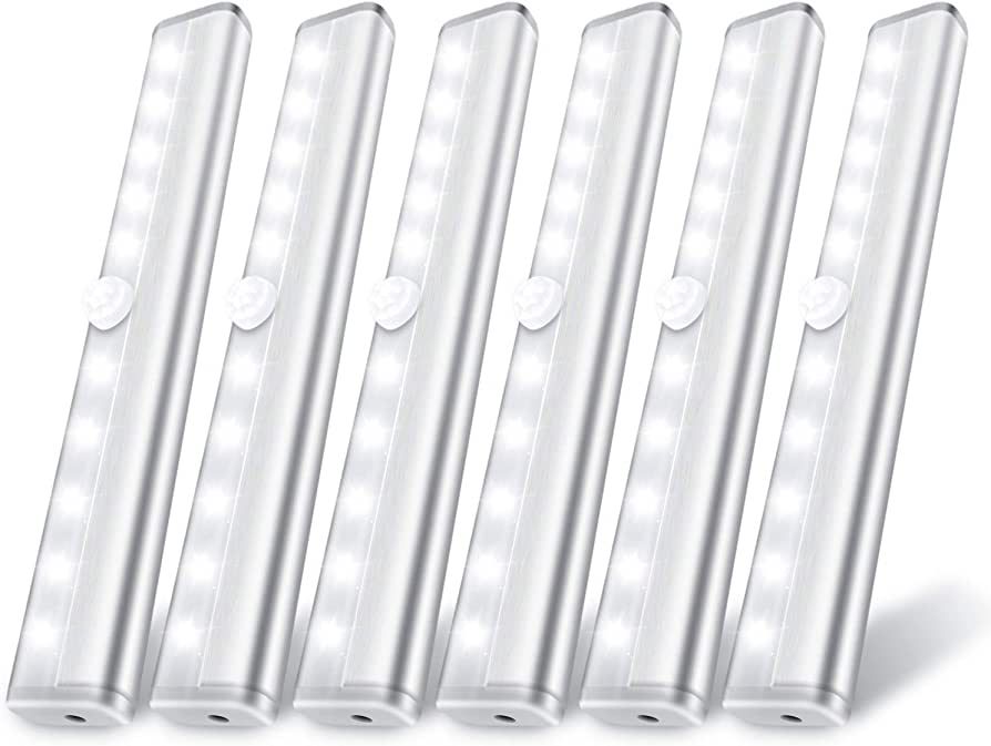 lexall 6 Pack Motion Sensor Lights, 10 LED Closet Battery Operated Lights, Stick-On Anywhere Magn... | Amazon (US)