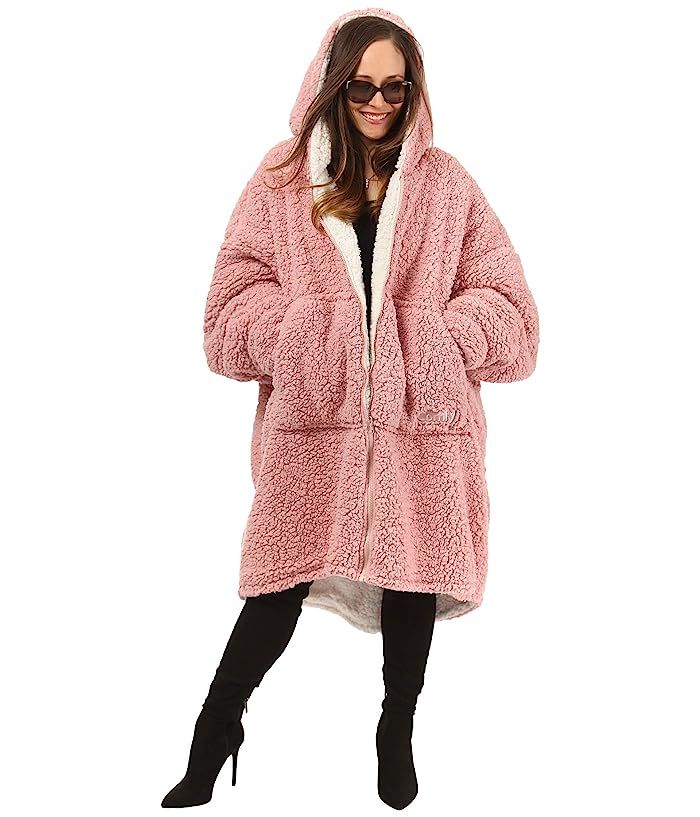 The Comfy The Comfy Teddy Bear Coat Full Zip (Blush) Blankets | Zappos