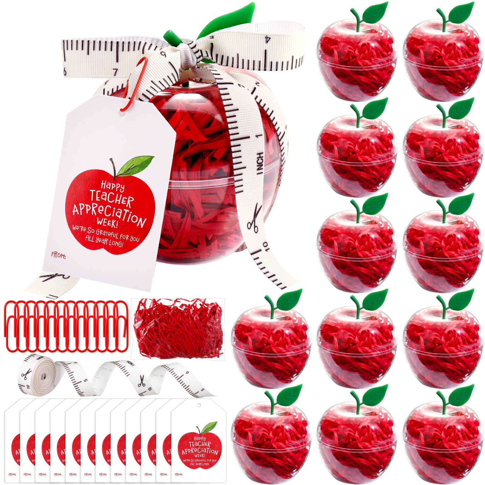 Briwooody 12 Sets Clear Apple Gift Boxes for Teacher Appreciation Week, Plastic Candy Containers ... | Amazon (US)