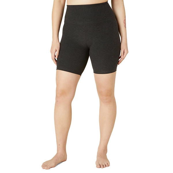 Women's Beyond Yoga Spacedye High Waisted Biker Shorts Small Darkest Night | Scheels