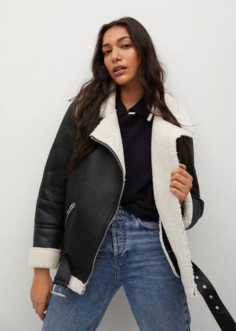 Faux shearling oversized coat | MANGO (US)