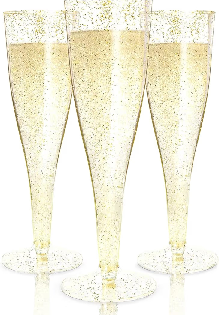 Prestee 24 Plastic Champagne Flutes - Gold Champagne Flutes Plastic - Gold Disposable Mimosa Flut... | Amazon (US)