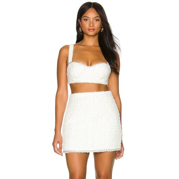 Revolve NBD Lola Mini Skirt in White Metallic Cotton Size XS NWT | Poshmark