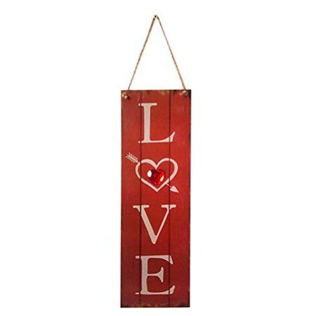 FRECI Love Hanging Wooden Heart Hanging Sign Plaque for Valentines Day Wedding Bedroom livingroom Di | Walmart (US)