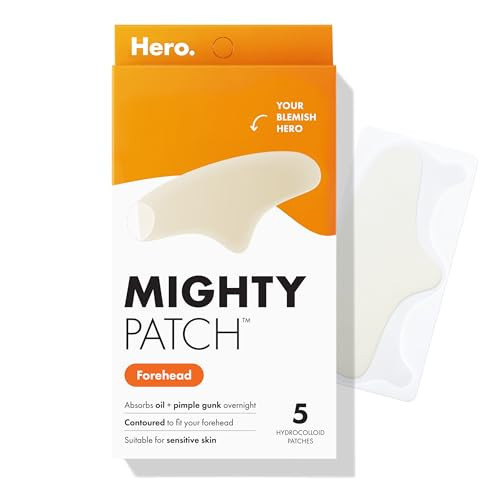 Hero Cosmetics Mighty Patch™ Forehead Patch - Hydrocolloid Acne Pimple Patch, Contoured to Cover Larger Area of Zits and Blemishes - Drug-Free and Suitable for Sensitive Skin (5 Count) | Amazon (US)
