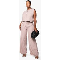 Womens Plus Wide Leg Pinsripe Trouser - Pink - 24, Pink | Boohoo.com (UK & IE)