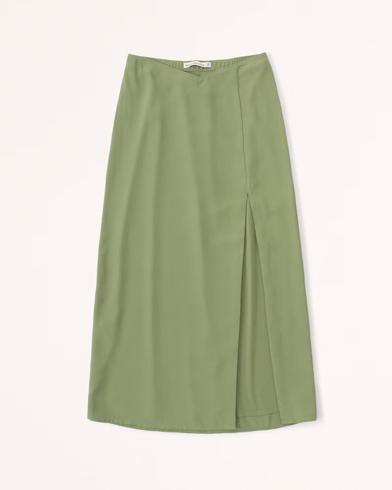 Dipped Waist Midi Skirt Green Skirt Skirts Summer Skirt Outfits Set Beach Outfit Budget Fashion | Abercrombie & Fitch (US)