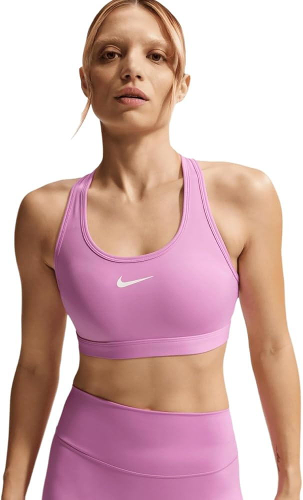 Nike Women's Swoosh Medium Support Padded Sports Bra, Black/White, Large at Amazon Women’s Clot... | Amazon (US)