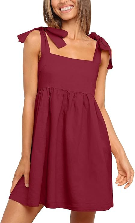 Clarisbelle Women Summer Tie Strap Sleeveless Beach Dress | Amazon (US)