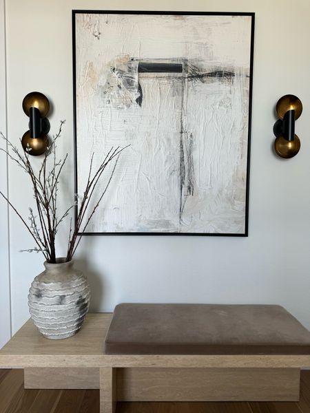 Home decor 
Sconce 
Modern 
Design 
Bench 
Entry 

#LTKover40 #LTKhome #LTKstyletip