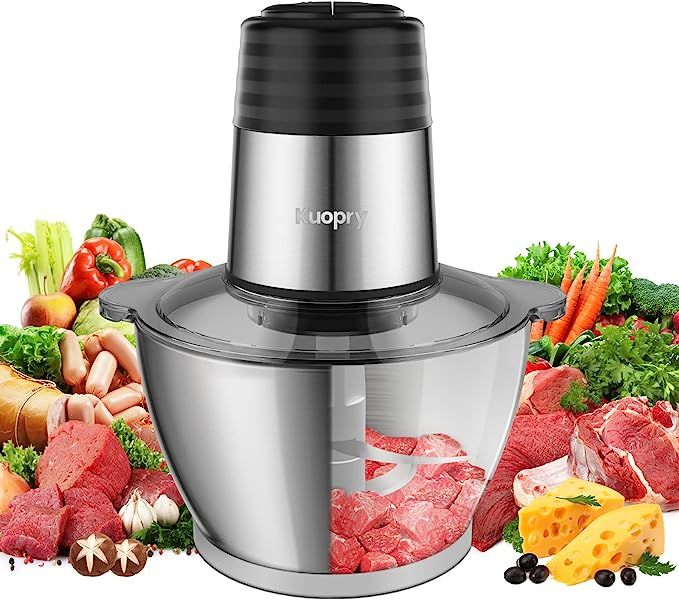 Kuopry Food Chopper, with 2L 8-Cup 350W Robust Stainless Steel Bowl, Kitchen Food Processor with ... | Amazon (US)