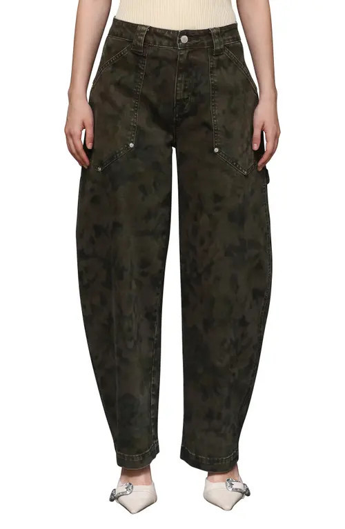 Avec Les Filles High Waist Barrel Jeans in Flower Camo at Nordstrom, Size 29 | Nordstrom