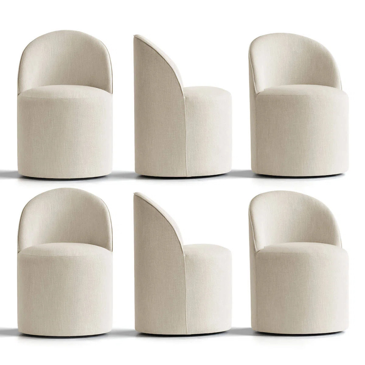 Swivel Upholstered Barrel Back Dining Chair with Castors (Set of 6) | Wayfair North America