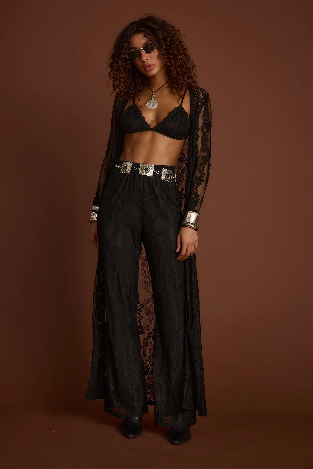 Ambrose Black Lace Pull On Pants | 12th Tribe