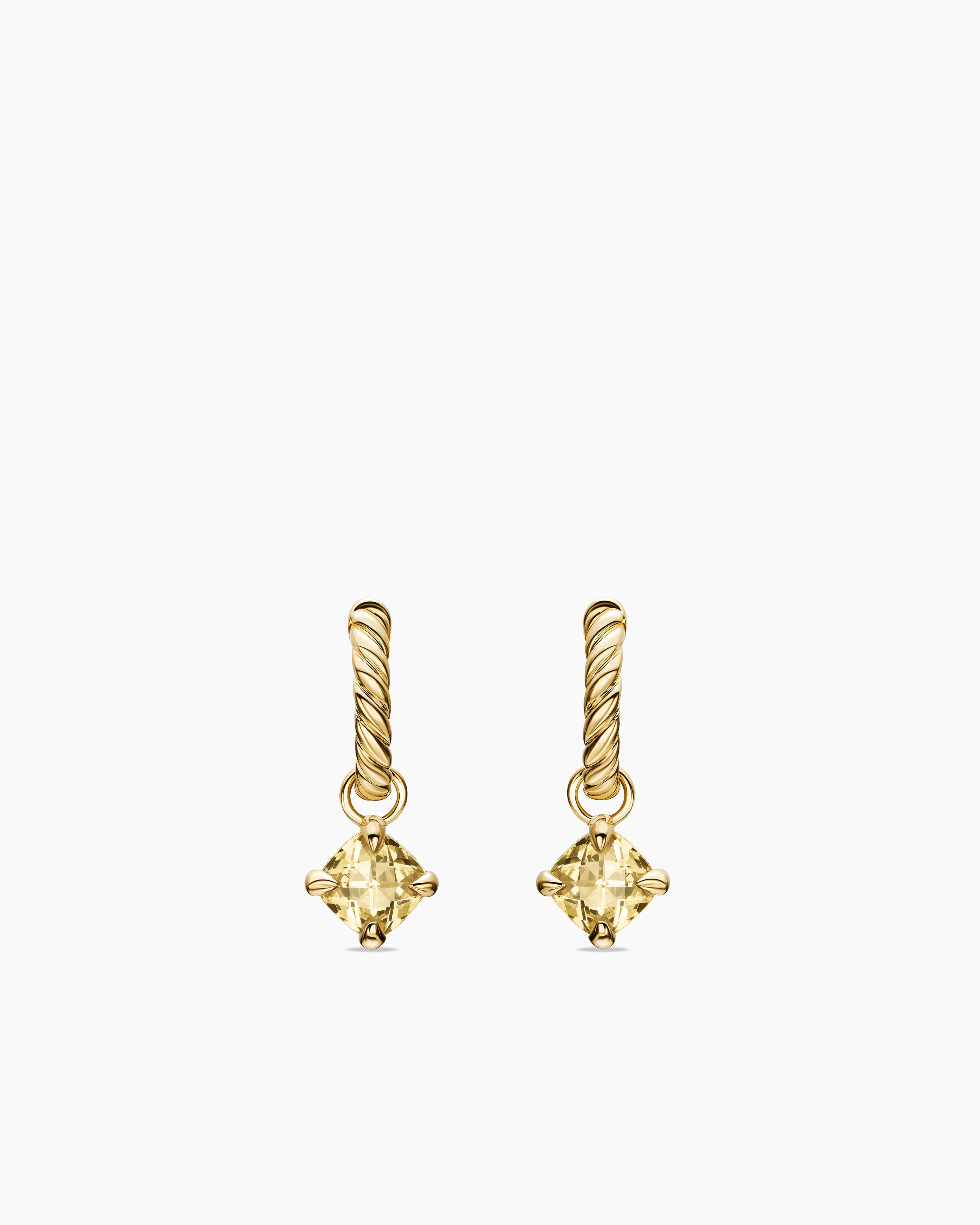 David Yurman | Micro Chatelaine® Drop Earrings in 18K Yellow Gold with Champagne Citrine, 5mm | David Yurman