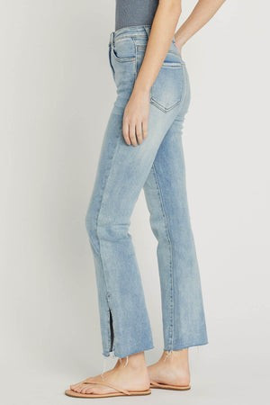 Risen High Rise Straight Leg Jeans with Slit | Social Threads