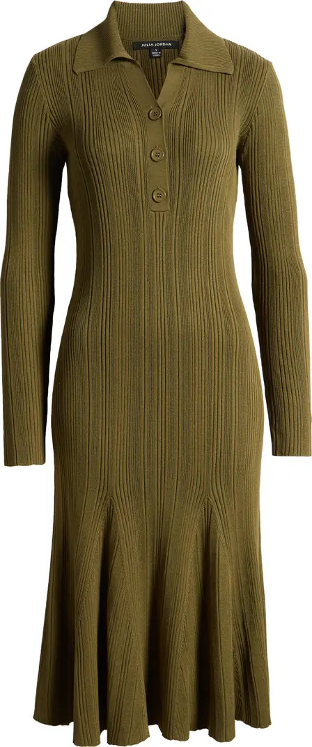 Julia Jordan Variegated Rib Long Sleeve Midi Sweater Dress | Nordstrom | Nordstrom