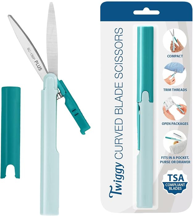 Plus Pen Style Non-Stick Compact TSA Twiggy Scissors with Cover, Turquoise | Amazon (US)