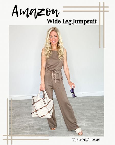 Air Essentials wide leg jumpsuit found on Amazon! $148 vs. under $35. Fabric is silky soft and light. Has adjustable tie and pockets. Comes in more colors, super comfortable to wear all day long! I’m wearing XS and petite friendly. 

#LTKstyletip #LTKfindsunder50