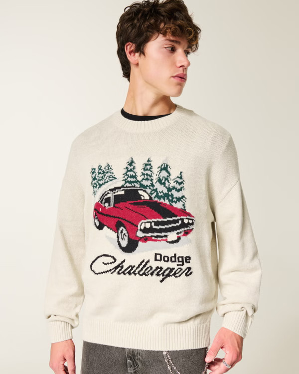 Boxy Dodge Challenger Graphic Crew Sweater | Hollister (US)