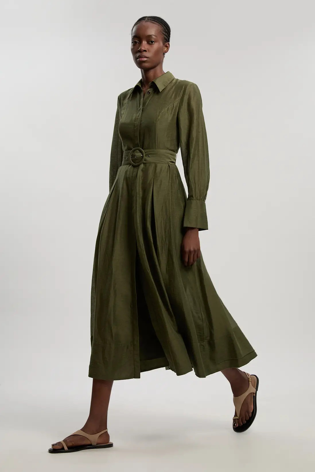 Organdie Woven Midi Shirt Dress | Karen Millen